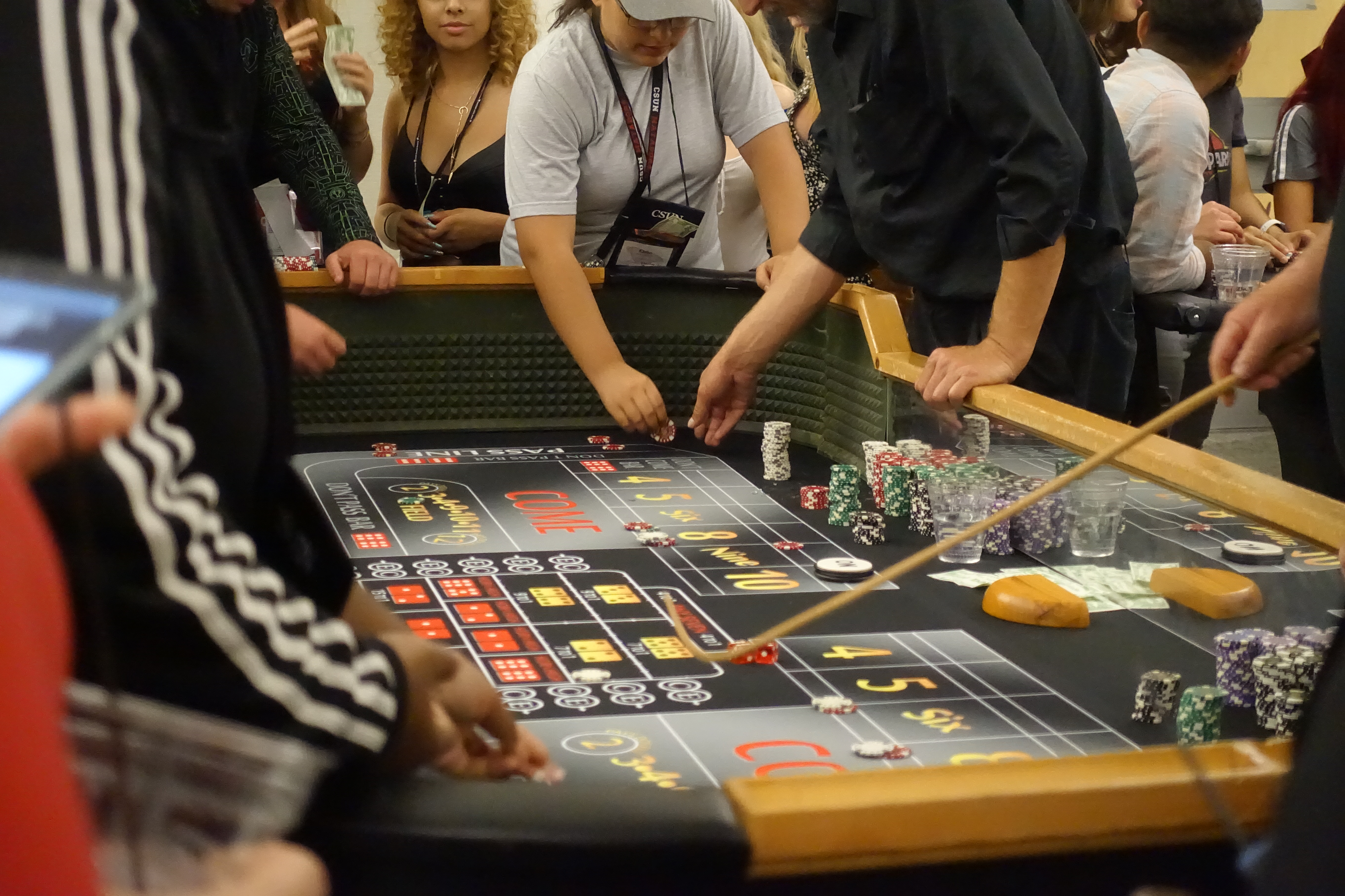 A full craps table at a casino-themed event