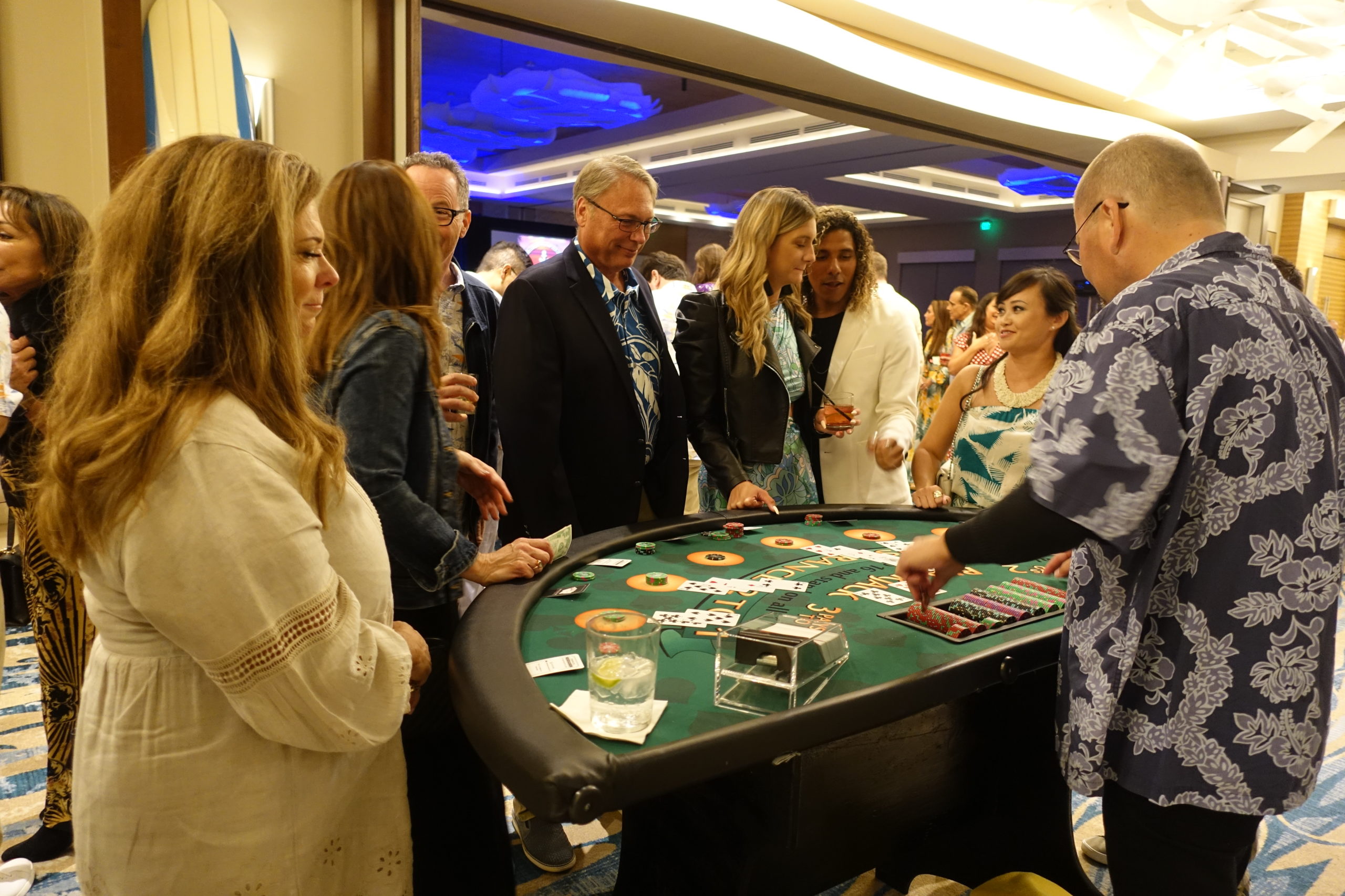 A Full Blackjack Table At A Casino-themed Event